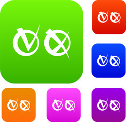 tick and cross in circles set collection vector image