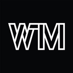 wm logo monogram with line style negative space vector image