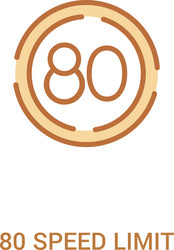 80 speed limit concept 2 colored icon simple line vector