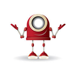 Funny cartoon red friendly robot character vector