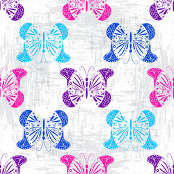 grungy light pattern with colorful butterflies vector image