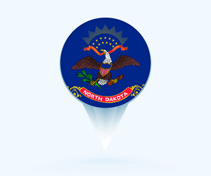 map pointer with flag of north dakota vector image