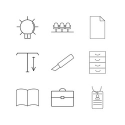 office linear icon set simple outline icons vector image