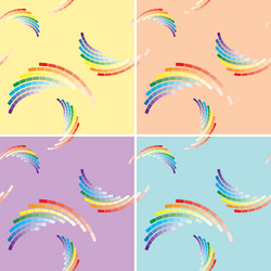 Set of four seamless patterns with rainbow vector