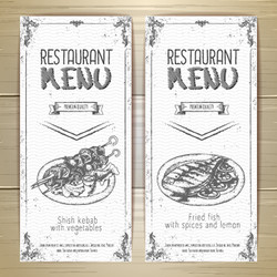 Set of restaurant menu hand drawn banners vector