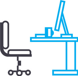 computer desk linear icon concept vector image