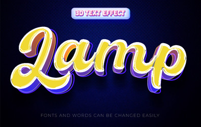 lamp neon 3d editable text effect style vector image