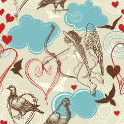 Vintage doodle love pattern Royalty Free Vector Image