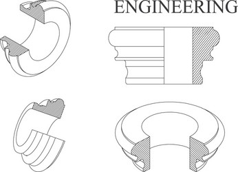 Machine-building drawings on a white background vector