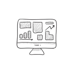 Monitor with business graphs sketch icon vector