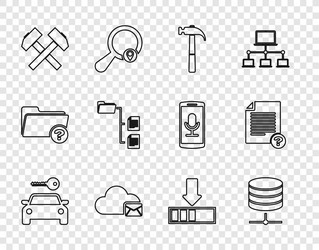set line car rental server data web hosting vector image
