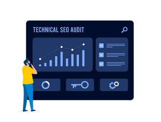 technical seo audit concept improve website speed vector