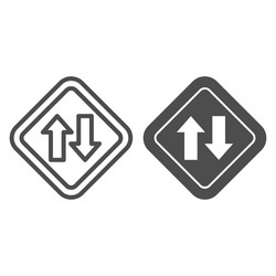 two way traffic line and solid icon navigation vector image
