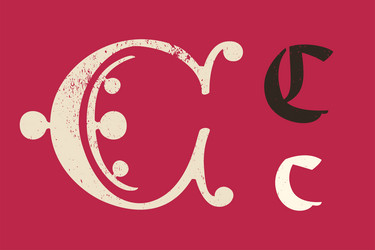 Medieval Illuminated C Initial Drop Cap vector image