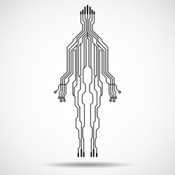 Abstract silhouette man of circuit board vector