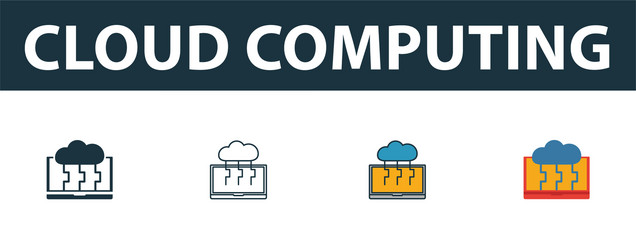 cloud computing icon set four simple symbols vector image