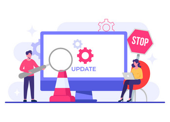 computer with software update screen flat system vector image