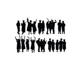 happy graduation silhouettes vector