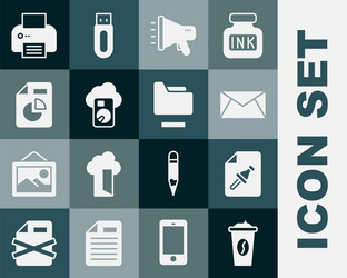 set coffee cup to go note paper with push button vector image
