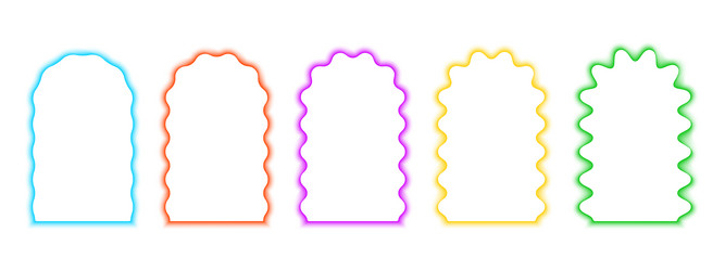 set of colorful arch frames with wavy edges vector image