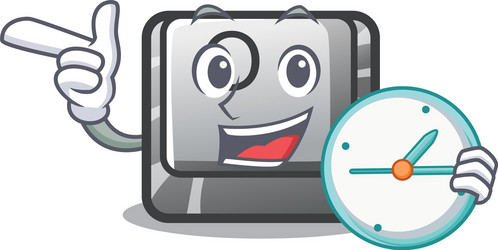 with clock button o on a game character vector image