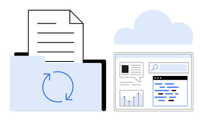 document synchronization with cloud storage vector image