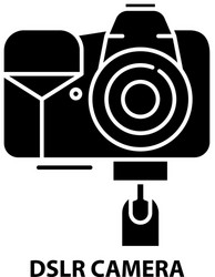 dslr camera icon black sign with editable vector image