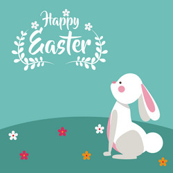 Happy easter bunny floral design vector