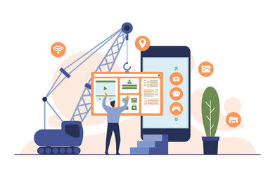 heavy vehicle build mobile app development vector image