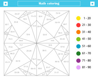 Mathematical coloring book for children addition vector