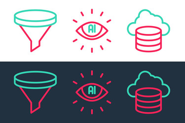 set line cloud database funnel or filter vector image