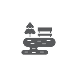 bench with tree and lake line icon linear style vector