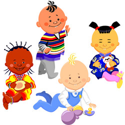 kids of different nationalities vector