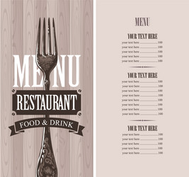 restaurant menu with price list and realistic fork vector image