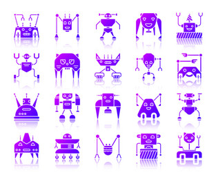 robot simple gradient icons set vector image