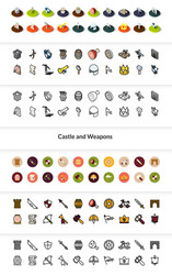 set of icons in different style - isometric flat vector image
