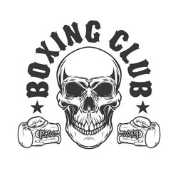Boxing Skull with Gloves Vector Image