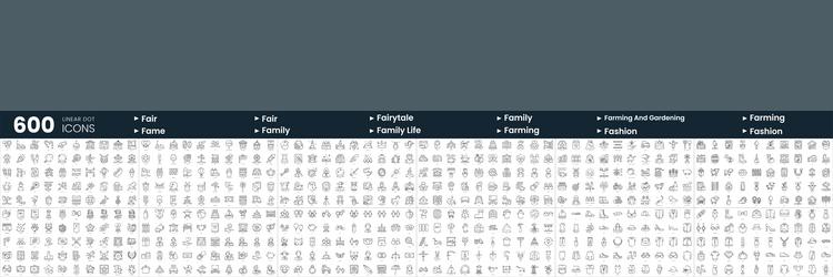 set of 600 thin line icons in this bundle include vector image