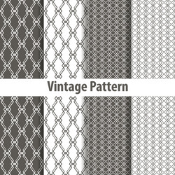 Set of nine seamless pattern in retro style vector