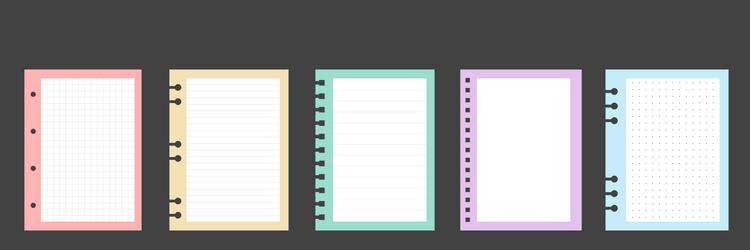 set of notebook sheets isolated on gray background vector image