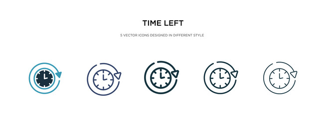 Time left icon in different style two colored vector