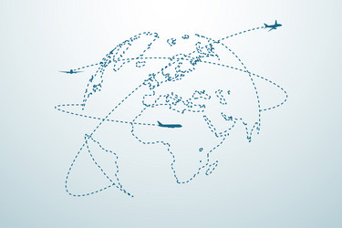 airplane line path with map vector image
