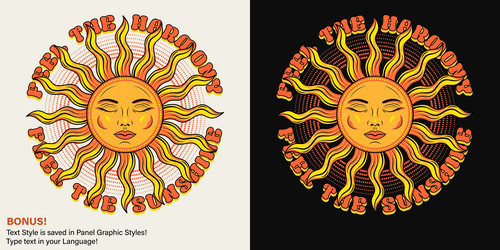 Label with sun with face sun rays swirls Vector Image