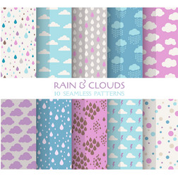 Rain and Cloud Patterns - Seamless vector image