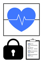 secure healthcare data concept with heart lock vector image