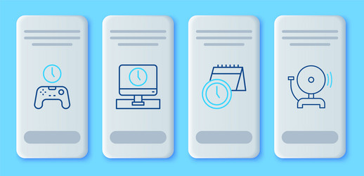 set line monitor time calendar and clock gamepad vector image