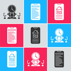 set robot and digital time manager computer api vector image