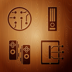 set tablet processor gamepad and video game vector image