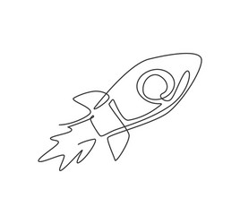 Continuous Line Rocket Launch vector image