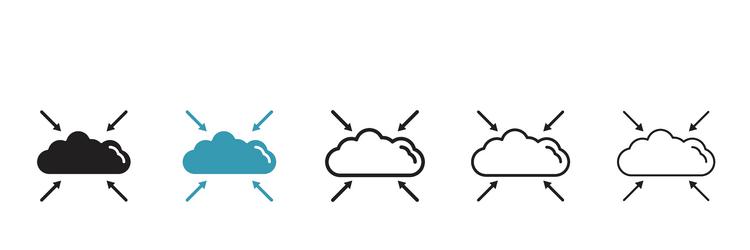 Data aggregation icon set cloud computing vector